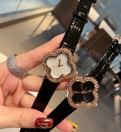Relojes de pulsera de marca de moda para mujer y niña, reloj con correa de cuero estilo cristal con flores VA2023palmvlone