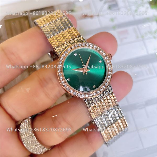 Marque de mode montres-bracelets femmes dames fille diamant Style luxe métal acier bande Quartz horloge Di 44