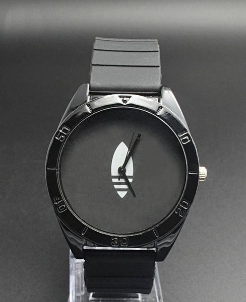 Montres-bracelets de marque à la mode pour hommes et femmes, unisexe, trèfle à 3 feuilles, Style feuille, bracelet en Silicone, horloge à Quartz analogique AD03