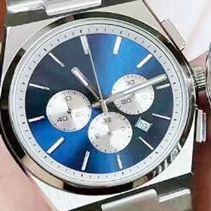 Modemerk Horloges Herenhorloges Quartz Chronograaf Horloge 1853 Blauwe wijzerplaat Luxe stalen band klassiekers PRX Designer Horloges Armband