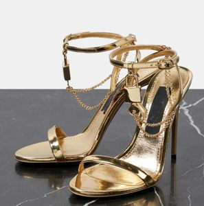 Modemerken Keira Lakleer Dames Sandalen Schoenen Charm-verfraaid Ketting Zwart Goud Pumps Lady Gladiator Sandalias Met Doos.EU35-43