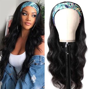 Mode Braziliaanse body wave hoofdband pruik natuurlijke kleur 180% dichtheid synthetische pruiken voor zwarte vrouwen