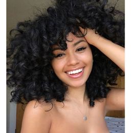Mode hete Braziliaanse haar Afrikaanse Amerika Kinky krullend pruik simulatie menselijk haar zachte afro kinky krullend pruik