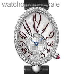 Fashion Breguat relojes para mujeres logotipo de marca original Diamante Top Calidad Nápoles Naples Series 18K Platino Diamante Mecánico Mecánico Reloj Womens 8918b