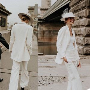 Mode bruids slim fit blazer pakken lange mouw bruid bruiloft outfits leisure avond feestkleding (jas + broek)