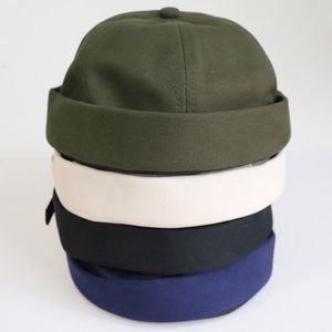 Chapeau sans bord à la mode pour hommes femmes Bonnet en coton ajusté Tête de mort Casquette sans bord Docker Sailor Watch Beanie