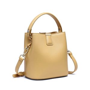 Sac seau à la mode pour femmes, sac à bandoulière, sac à bandoulière jaune violet en cuir véritable, sac à main de grande capacité 240127