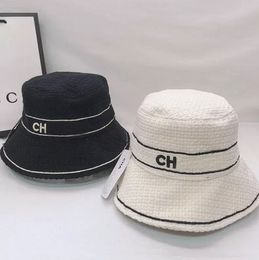 Fashion Bucket Hat Femmes hommes Caps de baseball Casquettes Casquettes Noir blancs pêcheurs de seaux Patchwork Automne Hiver Wide Brim HATS