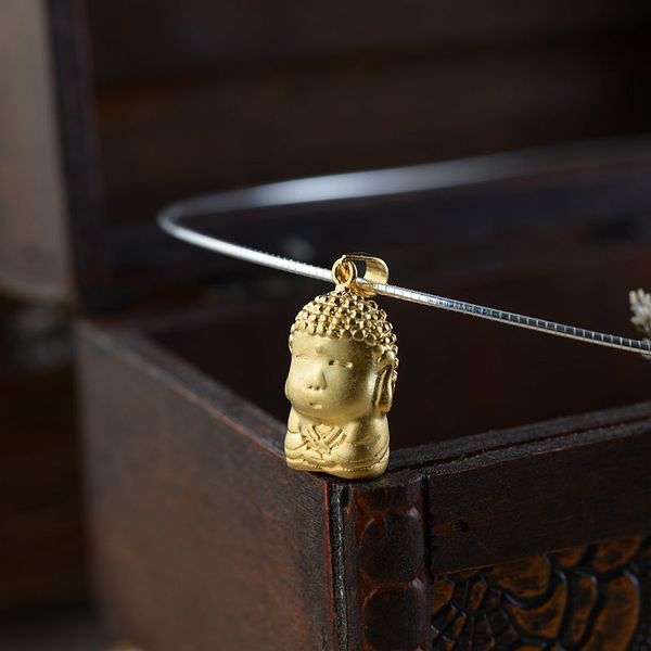 Mode-bouddha Figure pendentif 925 argent accrocher couleur or pur Original S925 Thai argent pendentifs femmes pour la fabrication de bijoux