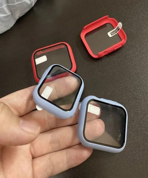 Estuche rígido para PC con marco de parachoques a la moda con botón de película de vidrio templado Agujero a prueba de polvo para iWatch 5 4 3 2 1 Cubierta 360 Pantalla completa Protec6277246