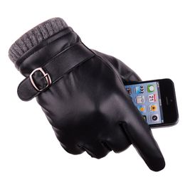 Mode Winter Driving Waterdichte Winddichte Handschoenen Houd Warm Touch Screen Zwart Lederen Handschoen voor Mens Business Gift