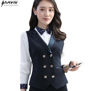 Mode Business Interview Femmes Gilet Printemps Slim V Cou Double Rangée Bouton Formelle Bureau Dames Manteau Plus Taille Uniformes 201102