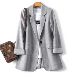 Mode affaires Plaid costumes femmes travail bureau dames à manches longues printemps jolie pochette vestes pour femmes manteaux 240223