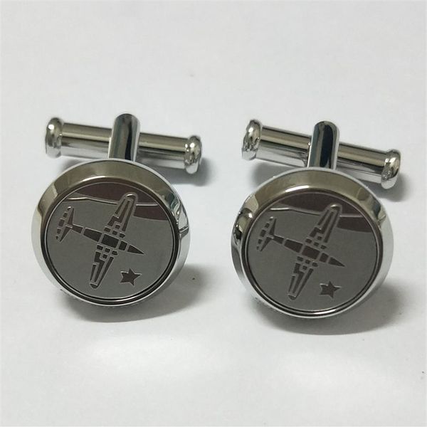 Gemelos de acero inoxidable de negocios de moda en diseño de avión gemelos para hombres regalo para novio NO con box255Z