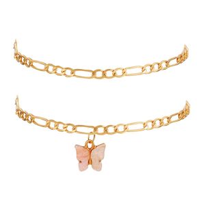 Fashion Butterfly Anklet Beach Double Bracelets Gold Chain Vintage Vintage Hip Hop Womens Womens