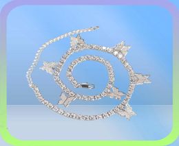 Fashion Butterfly Tennis Chain Necklace Mens Dames Hip Hop Jewelry Gold Silver Pink Iced Out Diamond Chains kettingen7709692