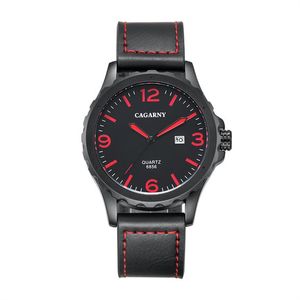 Mode Cagarny Business Mens Luxe Sport Horloges Automatische Datum Mannen Lederen Band Quartz Horloge Relogios Masculinos