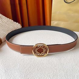 Ceinture en cuir de veau pour femmes, largeur 3.2cm, classique, en cuivre pur, boucle lisse, pour hommes d'affaires, Jeans décontractés, ceintures de styliste