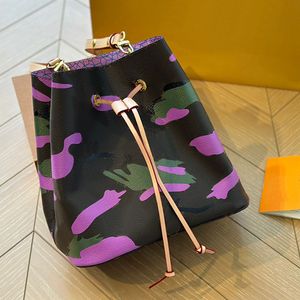 Mode Camouflage Seau Sac À Main Femmes Cordon Sacs À Bandoulière Grande Capacité Bandoulière Fourre-Tout Sac À Main Or Matériel Compartiment Intérieur Poche À Fermeture Éclair Portefeuille