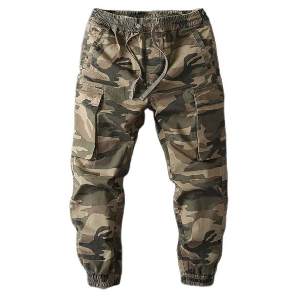 Moda camuflaje pantalones de carga hombres casual militar estilo ejército joggers sueltos pantalones holgados streetwear harem ropa 210715