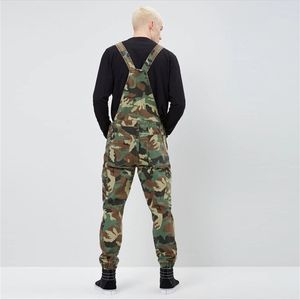 Mode Camouflage Ontwerp Jeans Denim Overalls Mannen Casual Wash Skinny Bib Male Jumpsuit Jean Pant 210716