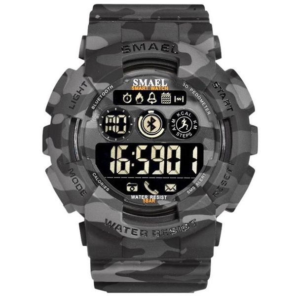 Relojes militares de camuflaje a la moda para hombre SMAEL Bluetooth LED Digital 50M reloj deportivo resistente al agua 8013 relojes de pulsera 228j