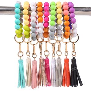 Mode bonbons couleur Silicone perle Bracelet porte-clés Bracelet perles porte-clés femmes Bracelet porte-clés 9 couleurs bonne qualité