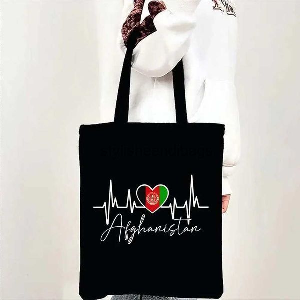 Sacs de toile de mode Palestine Mali Cuba Bulgarie Roumanie Bissau Venezuela Afghanistan Drapeau de rythme cardiaque Coton H240504