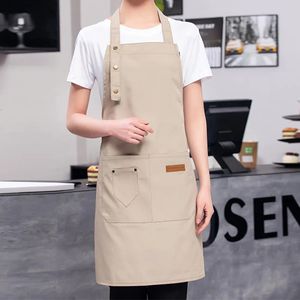 Mode Canvas Keuken Schorten voor Vrouw Mannen Waterdicht Verlengd Chef Werk Schort Grill Restaurant Bar Winkel Cafes Uniform 240111