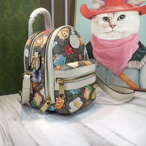 Cartoon patroon Mini-formaat schooltas Dame Casual reistas kwaliteit luxe Dames kleine designertas Mode canvas lederen rugzakvormige crossbody tas