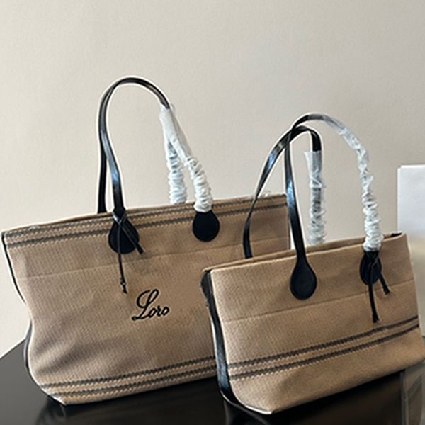 Bolsos de mano de lona de moda Bolso de señora casual de alta calidad Detalles de cuero suave Accesorio versátil elegante completo Tamaños contorneados 39 * 28 CM 33 * 22 CM