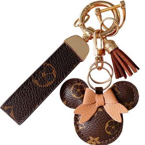 Mode voiture porte-clés faveur souris fleur sac sac à main pendentif charme brun porte-clés pour hommes cadeau PU cuir lanière porte-clés Acc2335