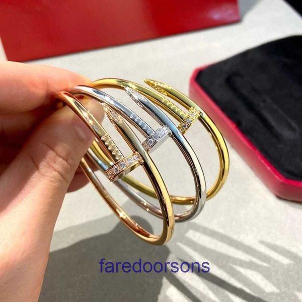 Bracelets de pneus de voiture de mode à vendre Bracelet à ongles en argent sterling polyvalent étoile en or rose pour hommes et femmes large et mince demi-bande de diamant avec boîte d'origine