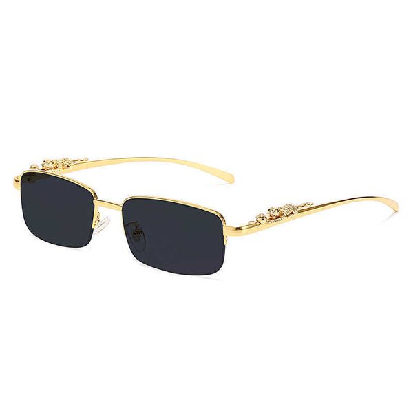 Fashion Carter Half Frame Lunettes de soleil pour hommes Metal Cheetah Head Lunes optiques Net Red Street Photo Lunettes de soleil Catégorie des femmes