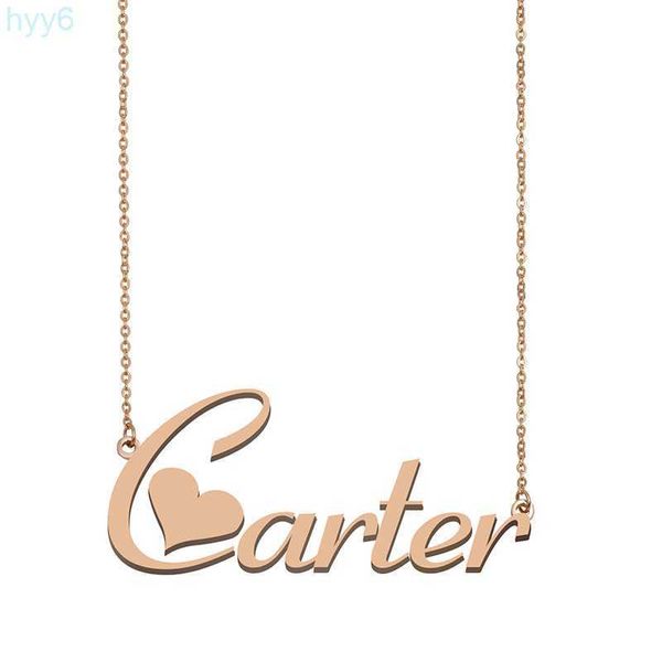 Moda Carter Nome Collana Ciondolo per donne Ragazze Regalo di compleanno Targhetta personalizzata Bambini Migliori amici Gioielli Acciaio inossidabile placcato oro 18k 4q5j