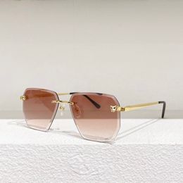Mode carti luxe Cool lunettes de soleil Designer Classic Cheetah Head lunettes de conduite de plage d'été Mens Frameless cadre doré miroir réfléchissant Metal Frame