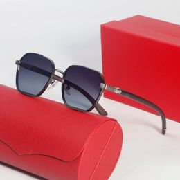 Fashion Carti Luxe Cool Sunglasses Designer Designer Designer Suncloud hoogwaardige dames vierkante frameloze houten tempels lichtgewicht en comfortabele heren