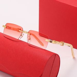 Mode carti luxe Lunettes de soleil cool Designer Feuille sans cadre Printemps Temples Europe et Amérique Petite boîte carrée 7 couleurs Femmes Or argent Hommes Lunettes de soleil Parasol