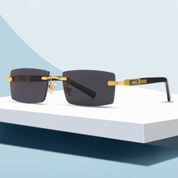 Óculos de sol fashion carti top novos óculos de sol sem moldura tendência masculina de negócios com caixa original