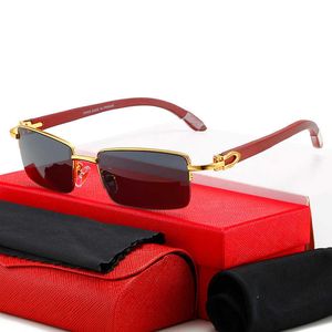 Mode carti top lunettes de soleil Nouvelle demi-monture originale jambe en bois Lunettes de soleil boîte pour hommes Lunettes en bois pour femmes avec