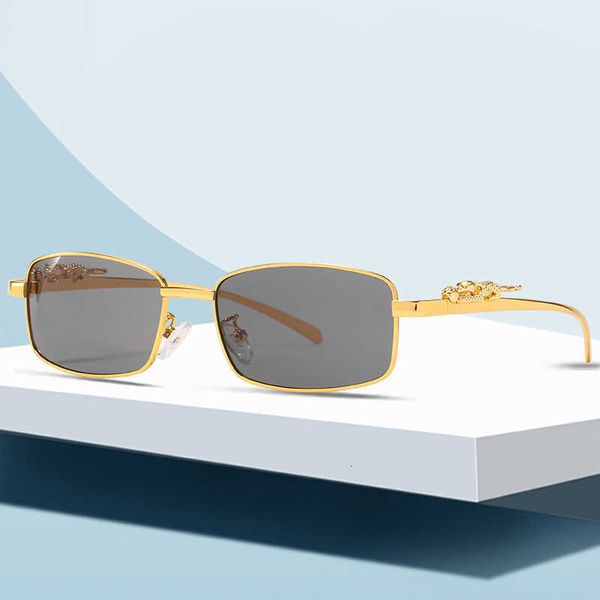 Mode carti top lunettes de soleil Nouvelle tête de léopard stéréo Lunettes de soleil hommes et femmes petites lunettes carrées plein cadre tendance avec boîte d'origine