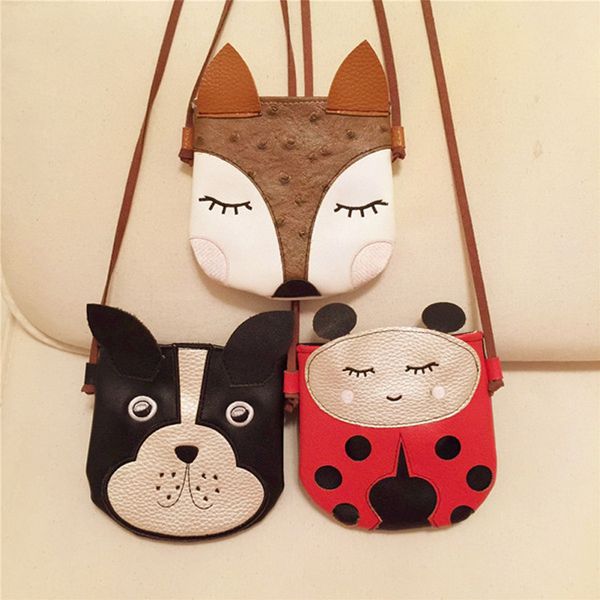 Bolsos de bebé de dibujos animados de moda New Fox ladybird Dogs PU Bolsos de un solo hombro para niños Cute Children Messenger Bag Change Purse C193