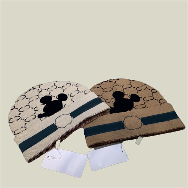 Mode dessin animé souris crâne casquettes concepteur lettre unisexe Beanie hommes femmes laine casquette automne hiver chapeaux chauds