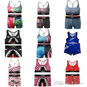 Mode Cartoon Trainingspakken Vrouwen Sexy Vest Shorts Tweedelige Set Sport Fiess Pak Designer Gedrukt Yoga Broek Outfits