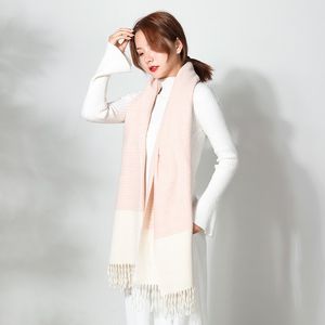 Mode- Cashmere Sjaals Twee kleur stiksels vrouwelijke sjaal Dubbele verdikking lang om vrij te zijn van de Koreaanse groothandel