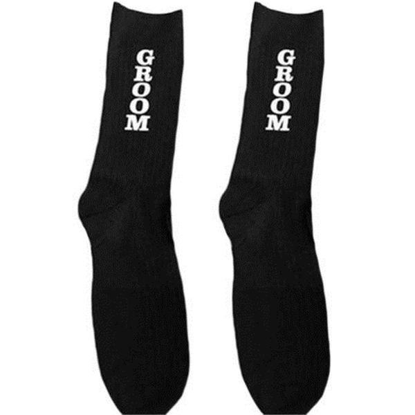 Moda Casual negro boda calcetines padrino novio mejor hombre padre de la novia divertido regalo de talla única para adultos