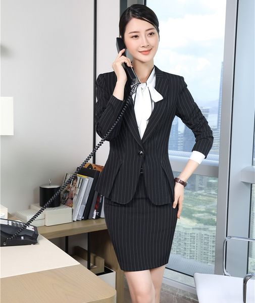 Mode Casual Blazer Femmes Jupe Costumes Vêtements De Travail Ensembles Dames Costumes D'affaires Bureau Uniforme Designs Styles