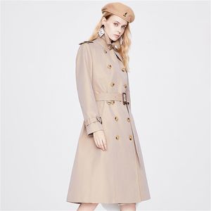 mode casual ontwerper Trenchcoats Lange dames windjack Populaire zelfontplooiing Temperament Effen kleur jas
