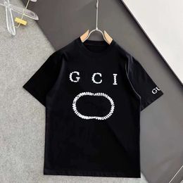 Fashion casual Guggi klassiek Trendy high edition nieuw 2023 zomers los rood T-shirt met sociale letterprint en korte mouwen