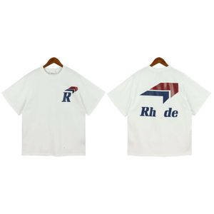 Modisches, lässiges Herren-Designer-Luxus-Modemarke, klassisches RHUDE-Nischen-Hoffnungs-Alphabet-Druck, loses Paar, High-Street-Kurzarm-T-Shirt mit Rundhalsausschnitt